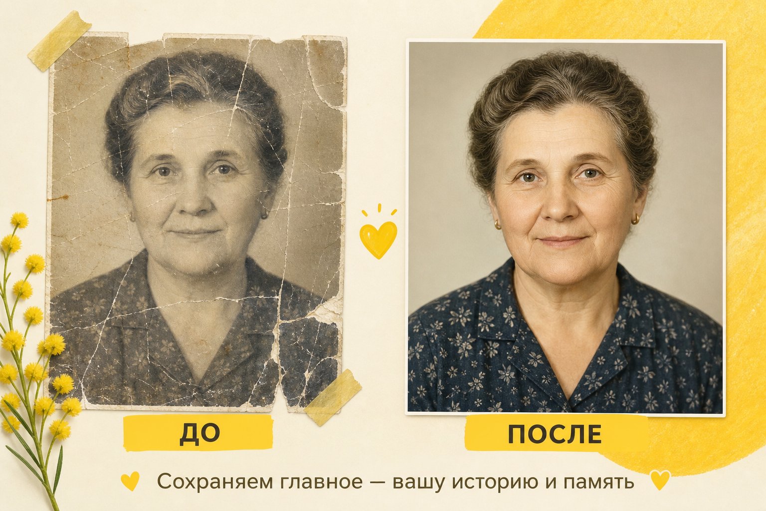 Реставрация повреждённого старого фото