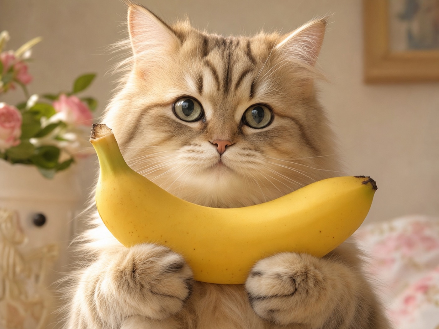 Котик с бананом — результат GPT Image Pro