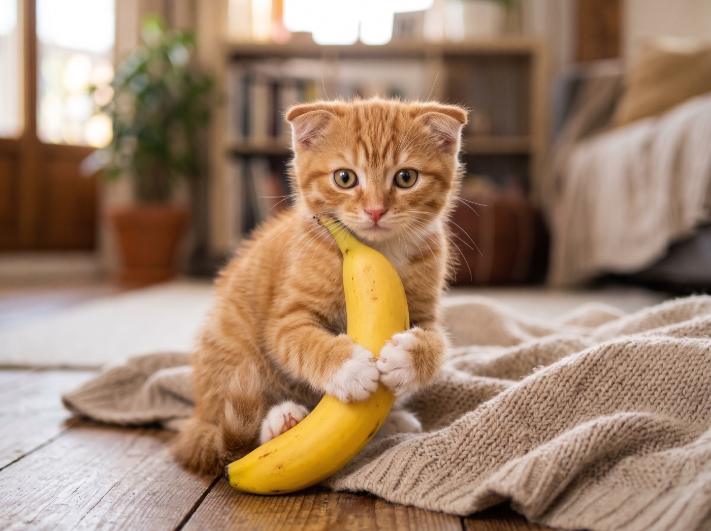 Котик с бананом — результат NanoBanana 2