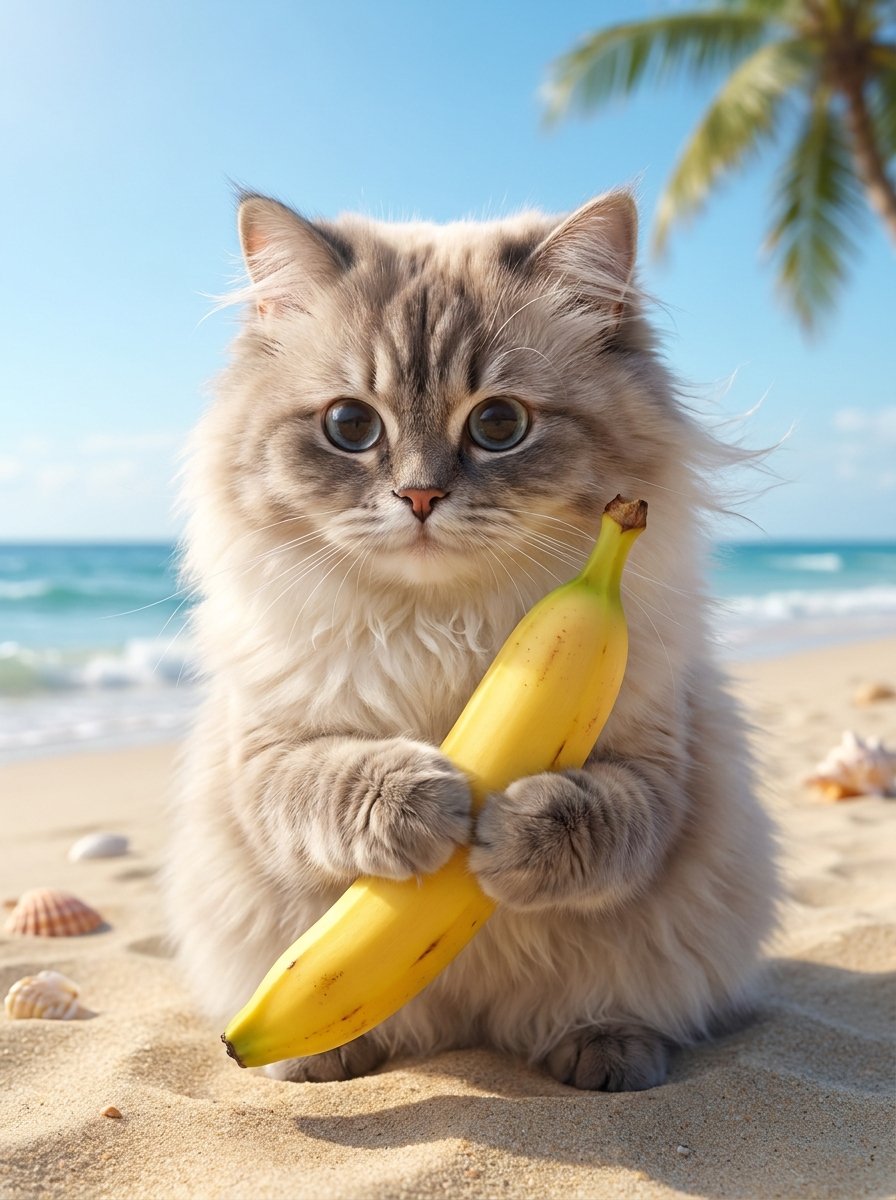 Котик с бананом — пример генерации